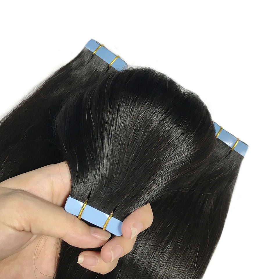 Straight Remy Human Hair Skin Weft Adhesive Tape-Ins