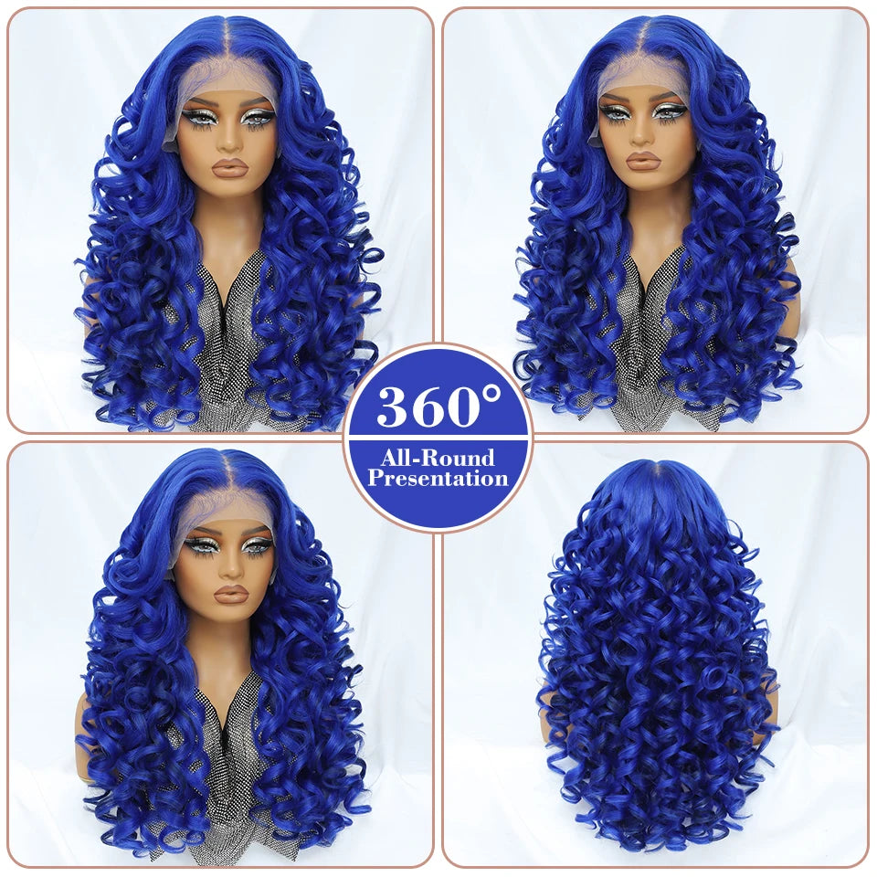 Curly Pre-Plucked Baby Hair Synthetic Lace Front Wigs - Various Colors Available