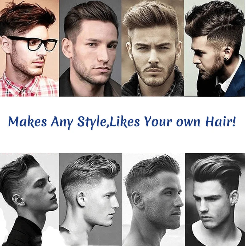 Straight Human HairProsthesis Toupee Men 6" Hair Replacement Systems -  Various Options Available