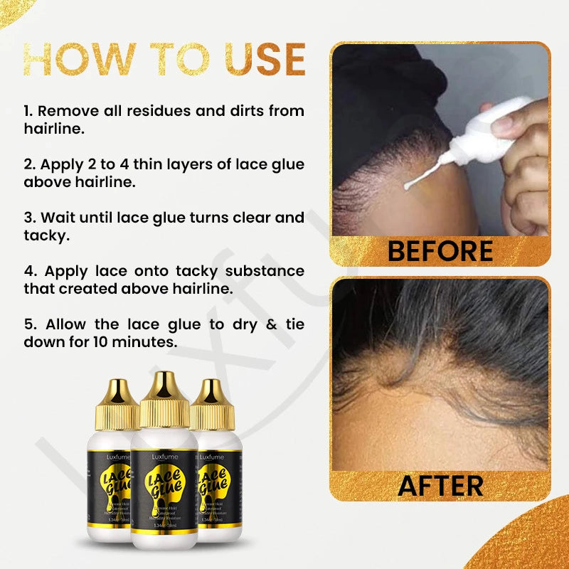 Waterproof Wig Lace Glue,Strong Hold Wig Glue Traceless,Sweat & Rain Resistant Quick Dry & Easy Removal for All Wigs &Lace Front