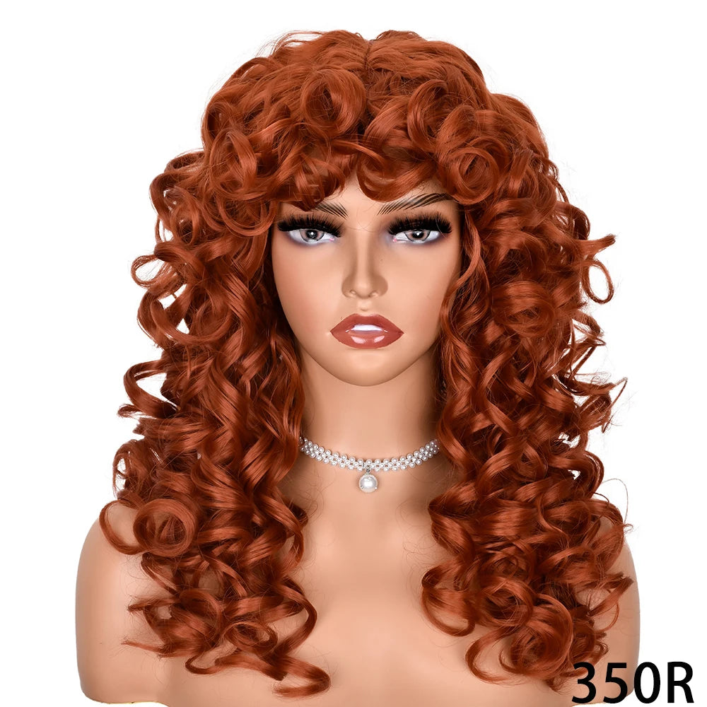 Synthetic Curly Wigs With Bangs - Various Colors Available