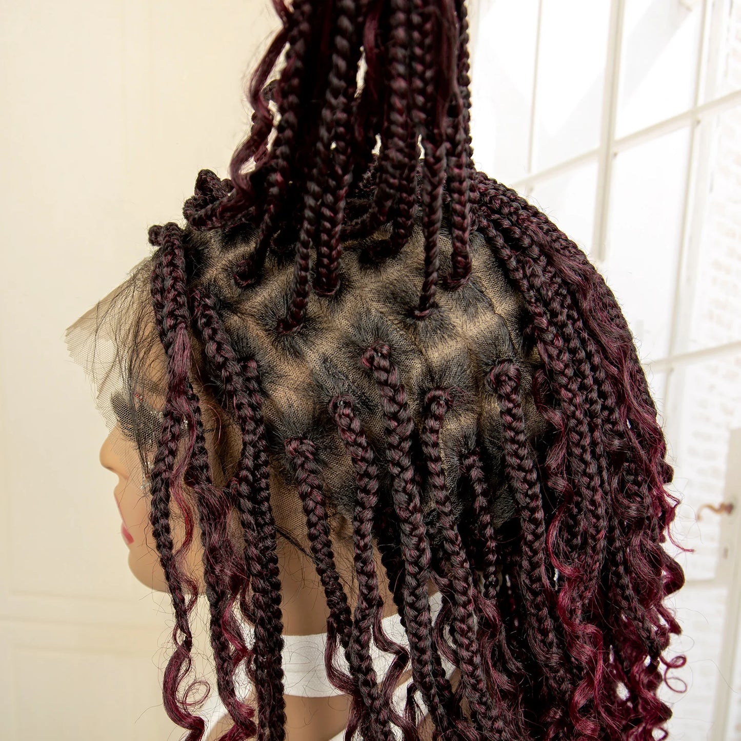14 Inches Short Box Braided Full Lace Synthetic Boho Wigs  - Various Colors Available