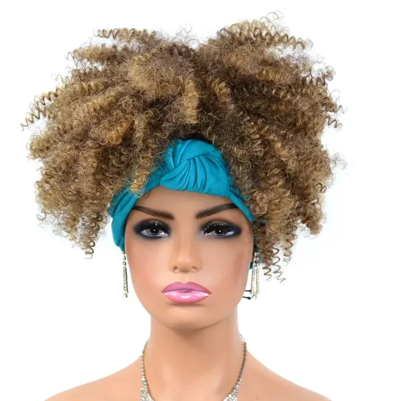 Synthetic Short Kinky Curly Headband Wigs - Various Colors Available