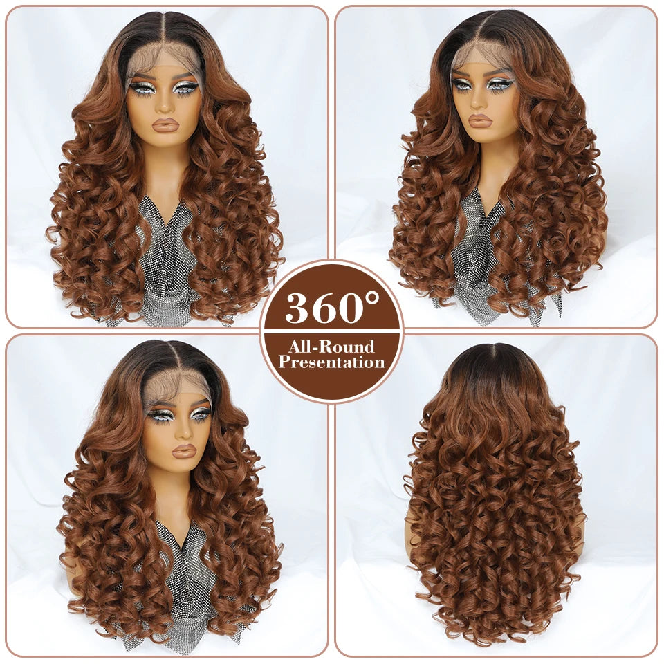 Curly Pre-Plucked Baby Hair Synthetic Lace Front Wigs - Various Colors Available