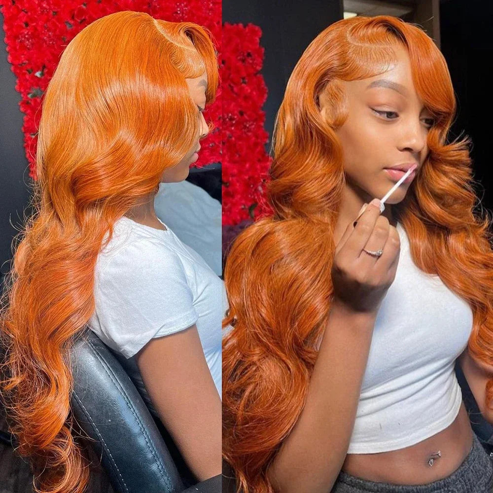 Ginger Orange Brazilian Body Wave - Glueless Lace Front Human Hair Wig