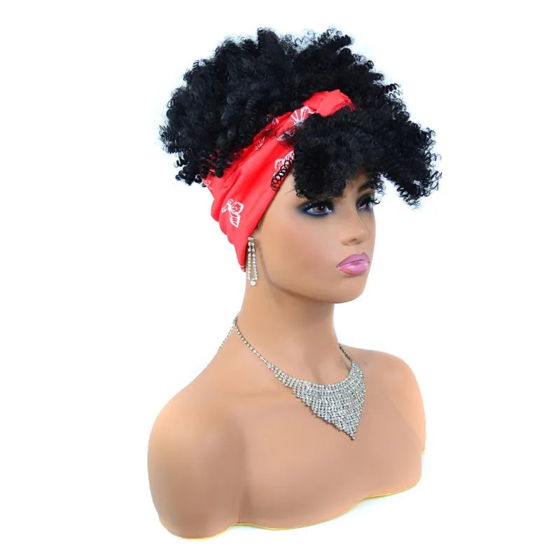 Synthetic Short Kinky Curly Headband Wigs - Various Colors Available