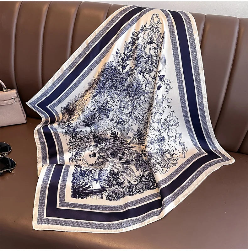 100%Polyester Scarf 70cm Printed Square Scarf