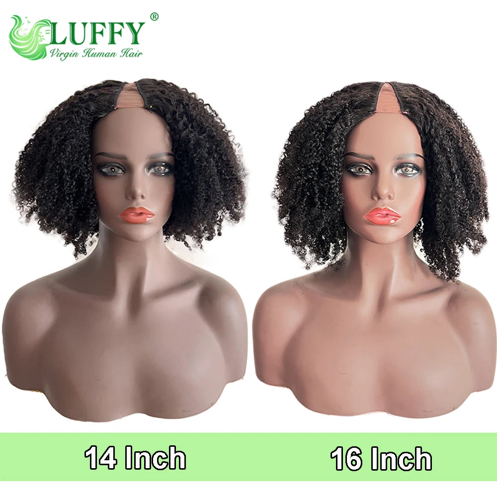 Afro Kinky Curly U & V Part Human Hair Wigs