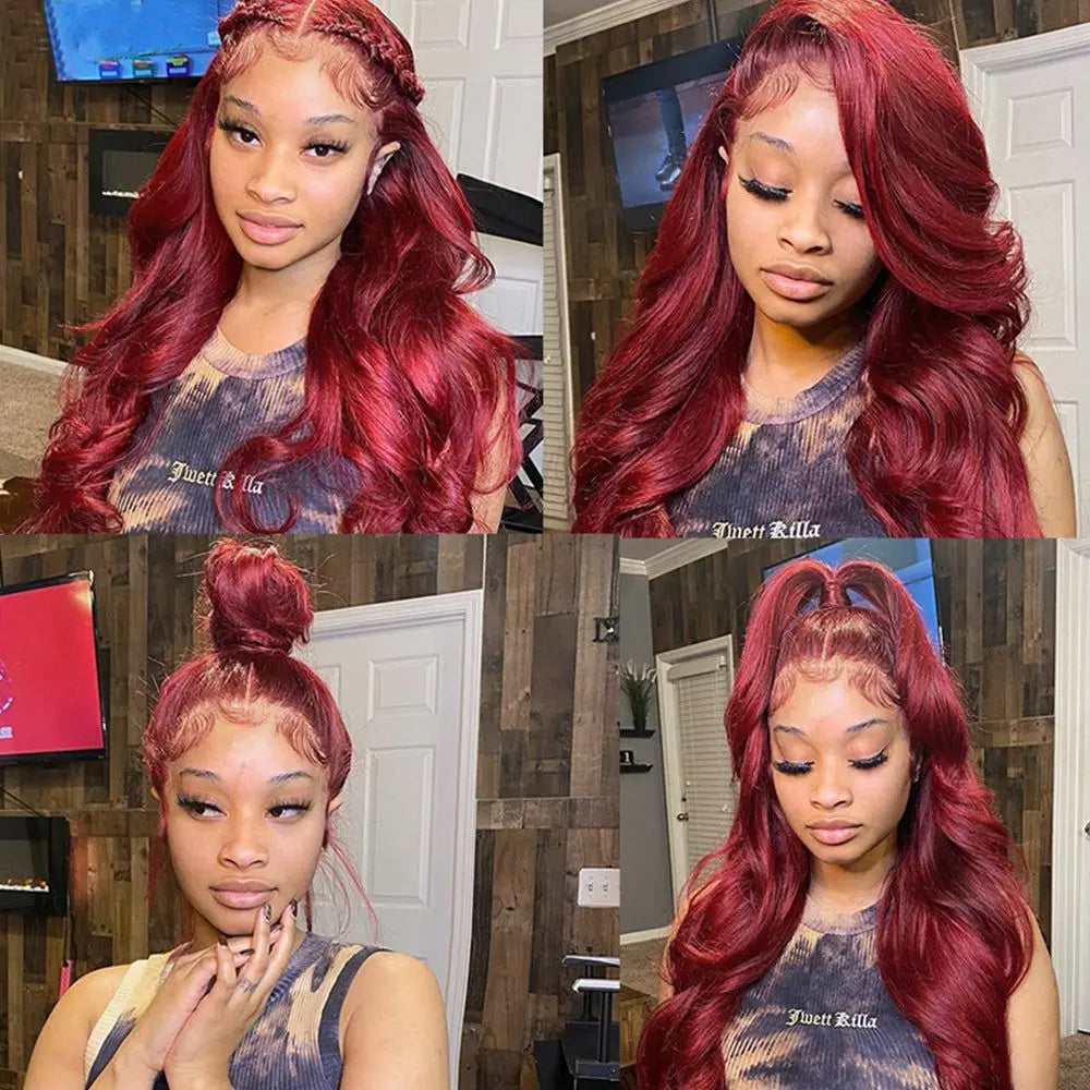 Body Wave Burgundy - Glueless HD Frontal Human Hair Wig