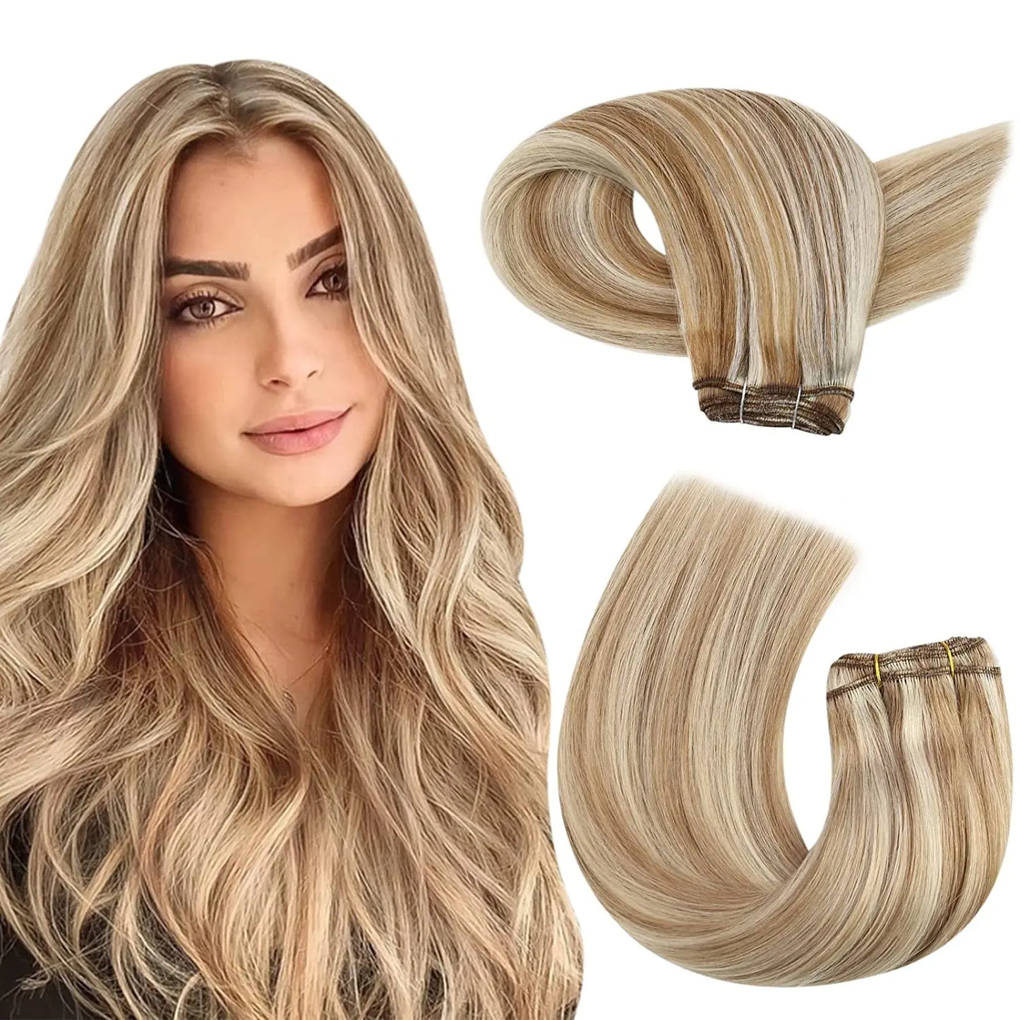 Straight Human Hair Bundles Weave Balayage Hair Pieces
