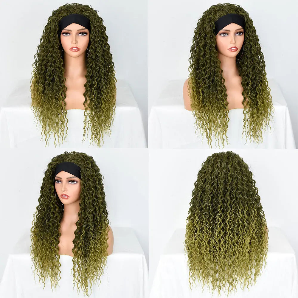 Synthetic Deep Water Wave  Headband Wig - Various Colors Available