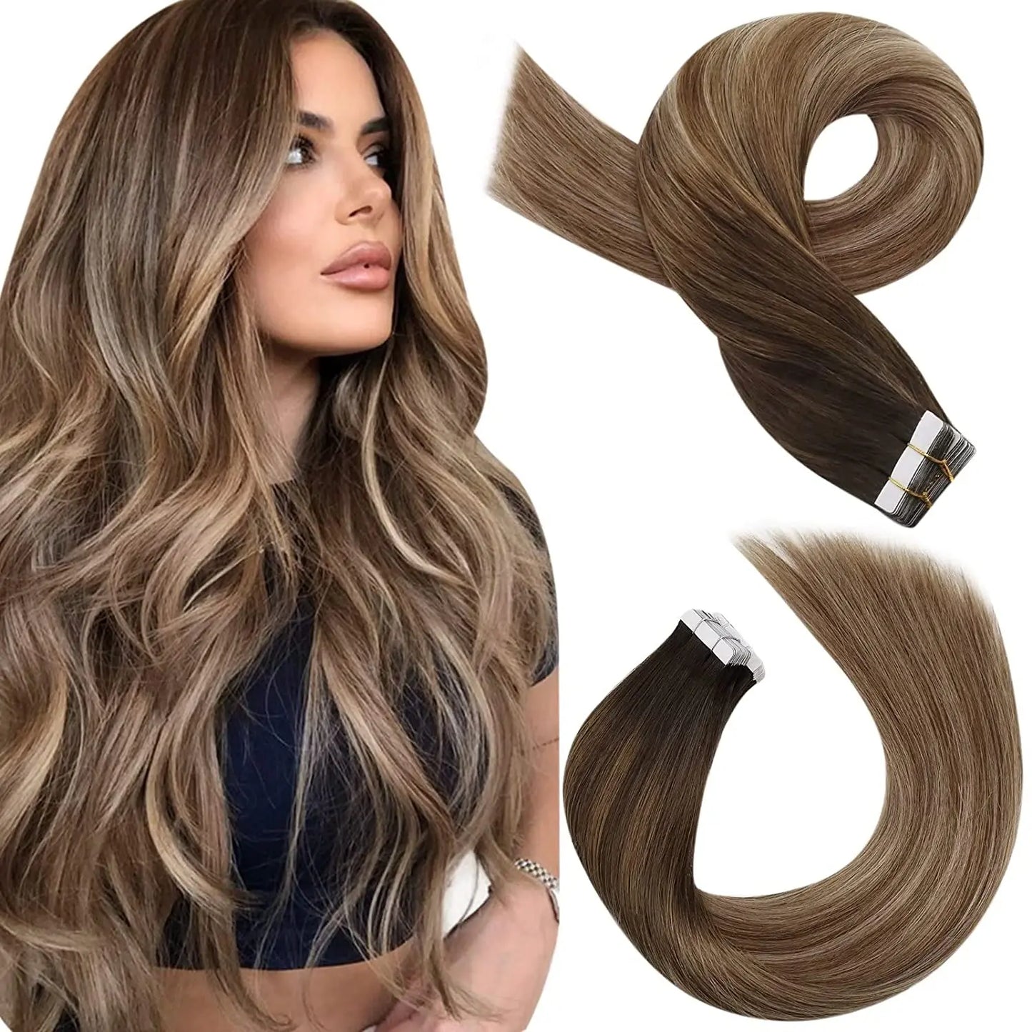 Straight Tape in Human Hair Extensions - Various Colors Available