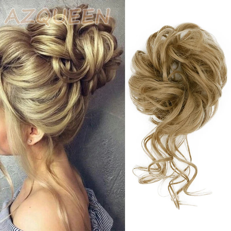 Synthetic Culrly Messy Ponytail Updo Bun with Elastic Band/Scrunchy