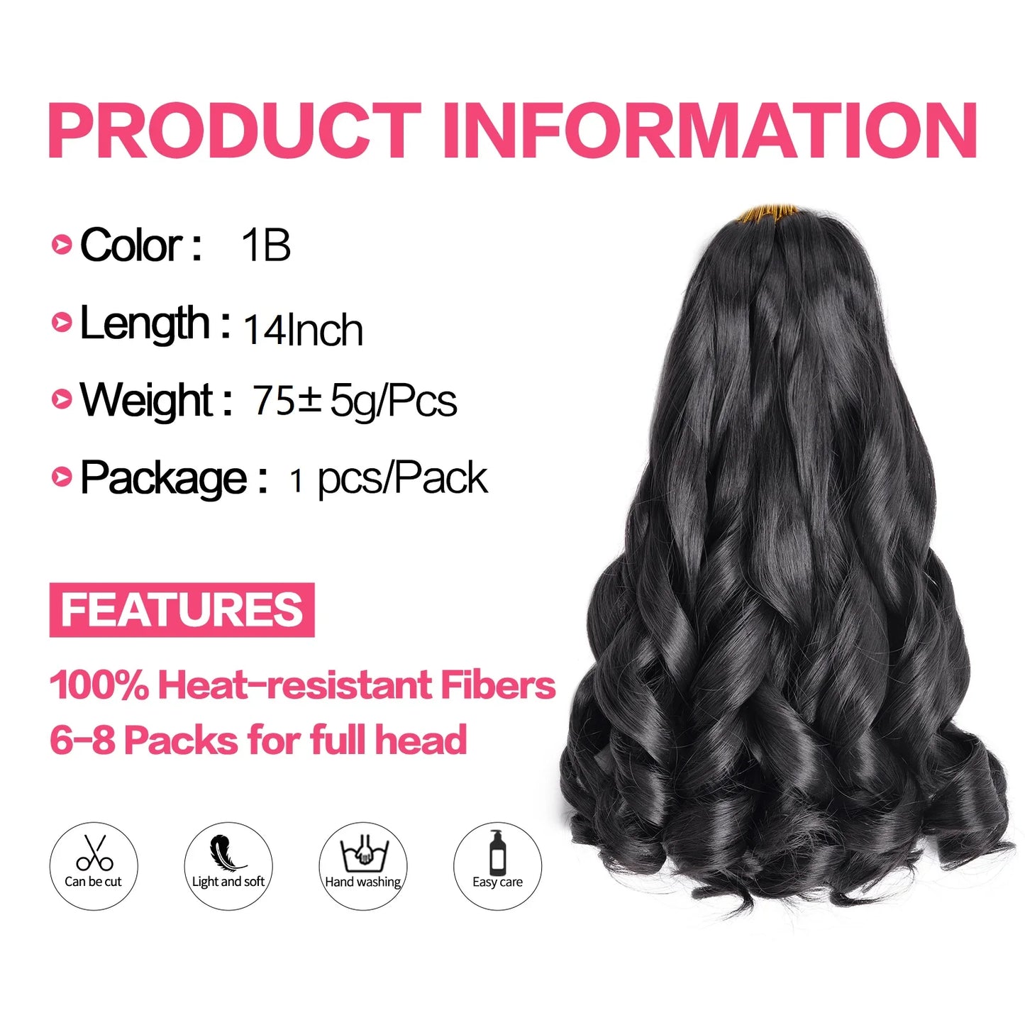 French Spiral Curls Pre Stretched Loose Synthetic Braiding Hair