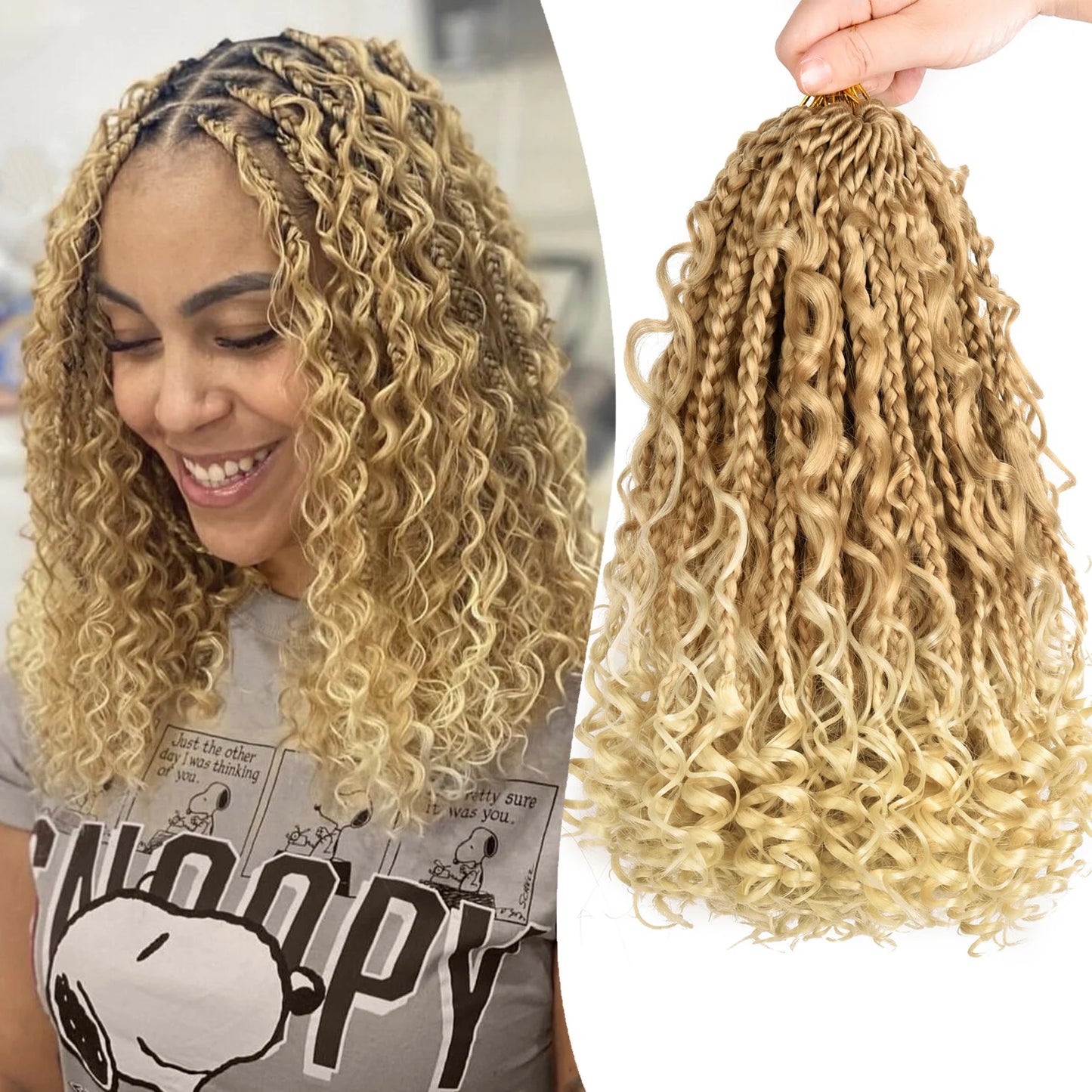 Curly Goddess Box Braids - Crochet Synthetic Hair, 1pc & 8pcs/ Various Colors Available