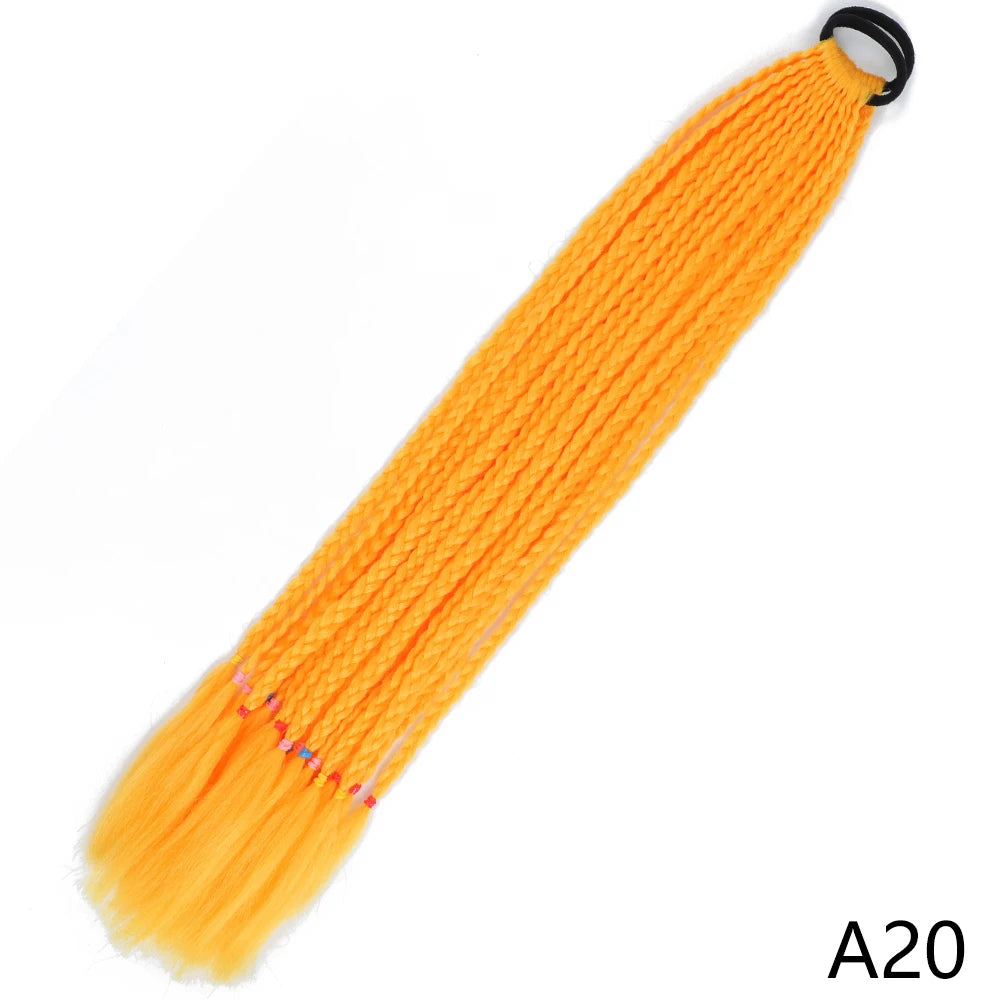 Synthetic Gradient Color Braided Ponytails With Elastic Band