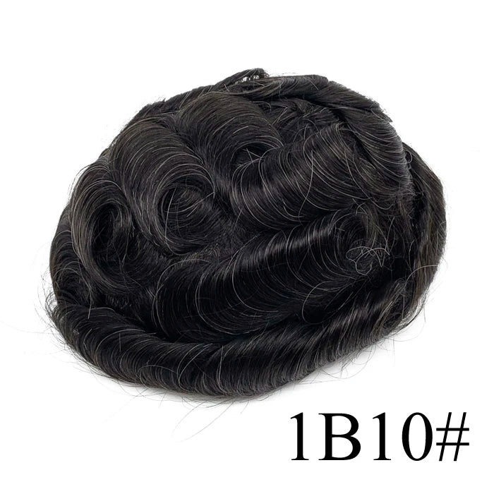 0.08mm Thickness PU Poly Base Double Knotted Toupee Human Hair - Capillary Prothesis