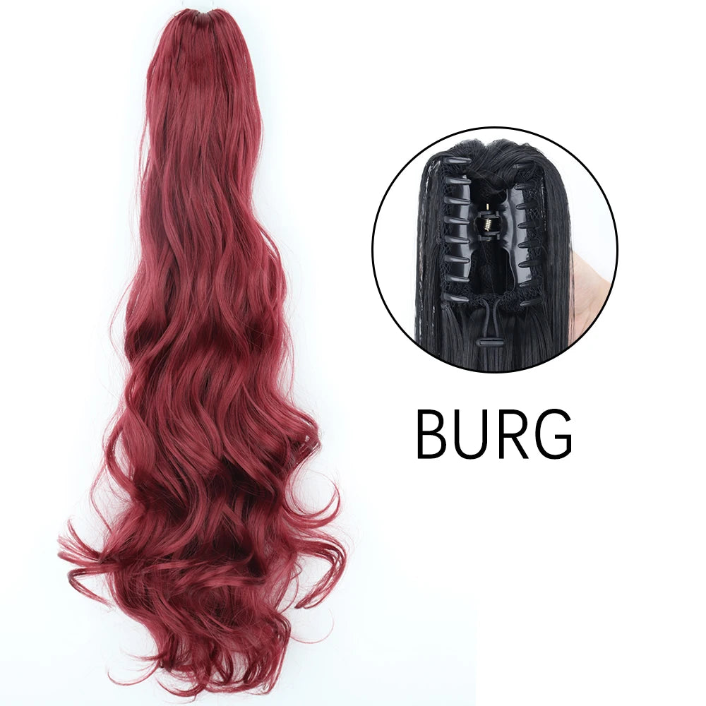 Synthetic Long Straight Claw Clip On 24Inch Ponytail