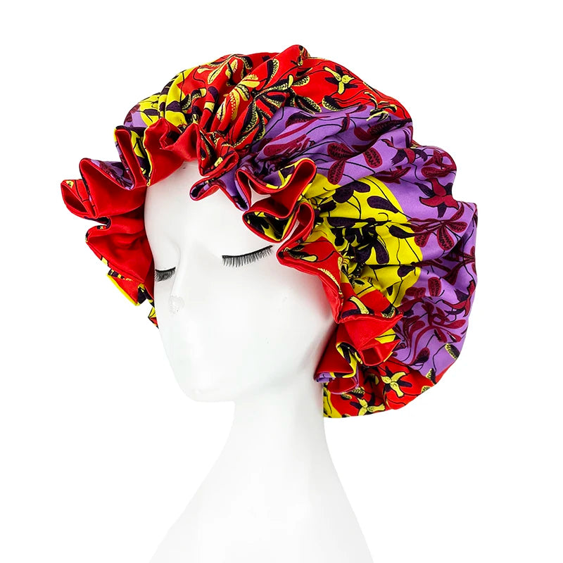 African Pattern Print Satin Bonnets