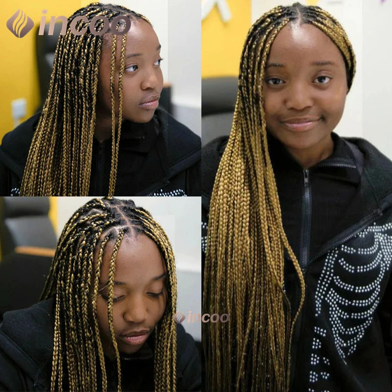 36" Full Lace Front Synthetic Box Braided Knotless Wigs - Various Colors Available