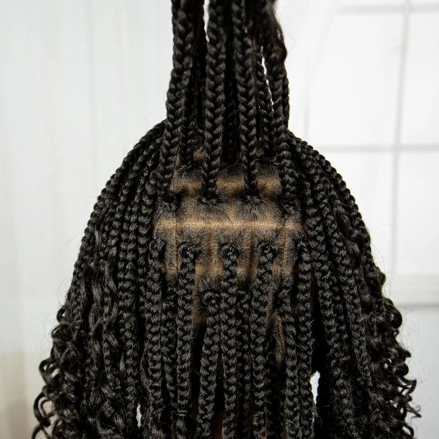 Short Knotless Boho Box Braided Full Lace Wigs - Various Colors Available