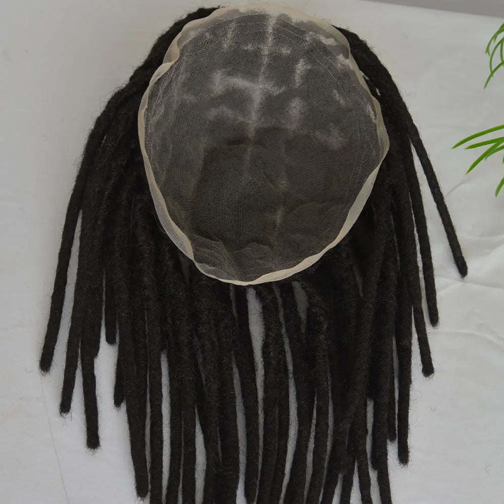 Full French Lace Base Afro Dreadlock 12Inch Toupee Human Hair System Hair Prosthesis