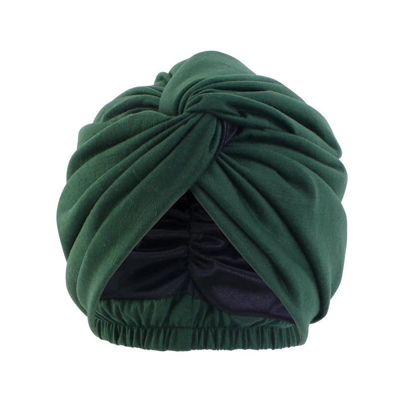Women Double Layer Satin Lining Stretch Turban