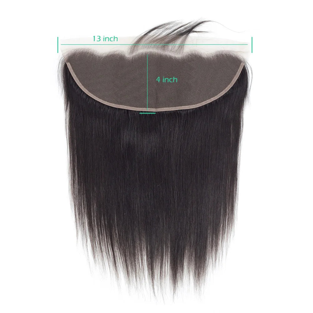 Brazilian Straight 13x6 Lace Frontal or  Pre-plucked Transparent 2x6 HD Lace Closure Human Hair