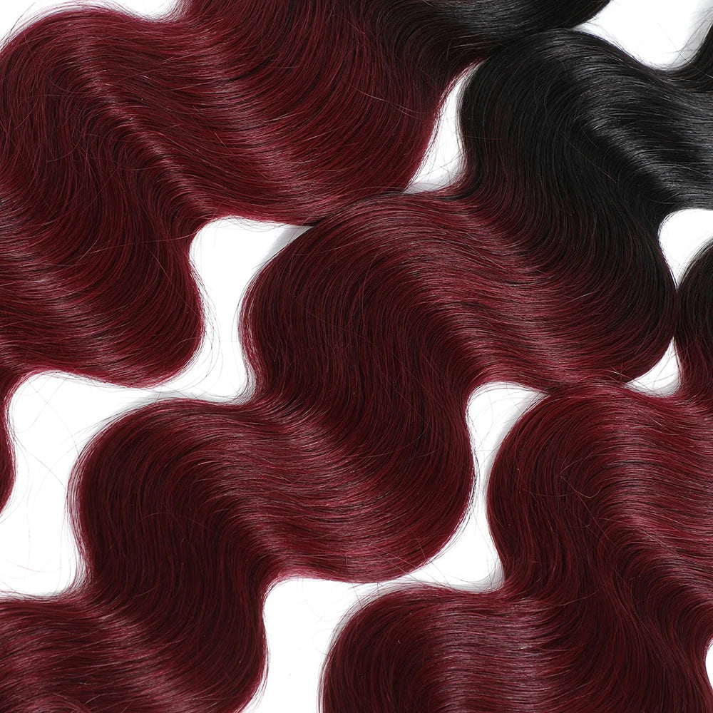 1B99J Body Wave Bundles With Closure Brazilian Human Hair