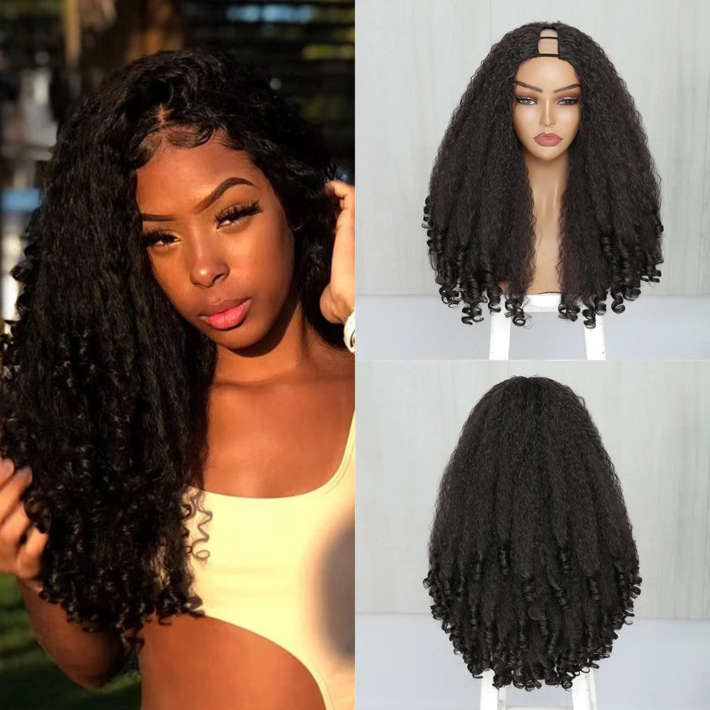 Synthetic Afro Curly V Part Wig