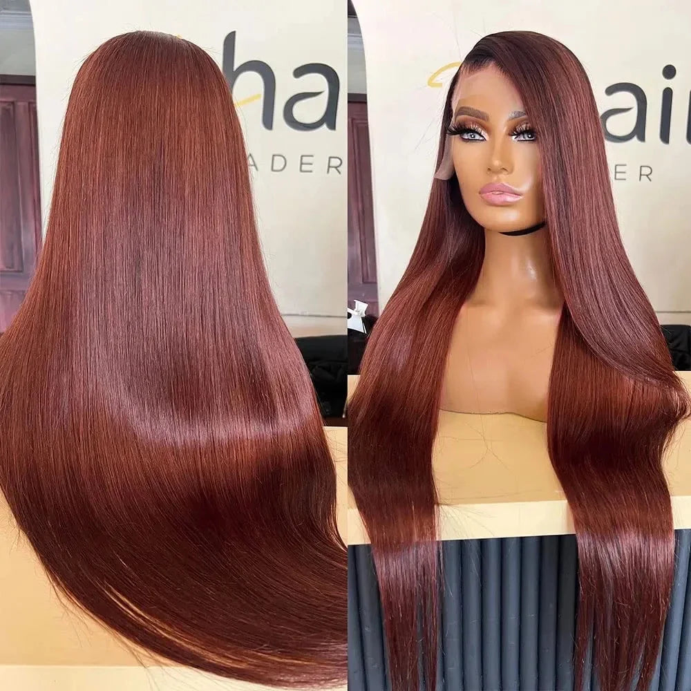 Chocolate Brown Bone Straight - HD Lace Front Human Hair Wig