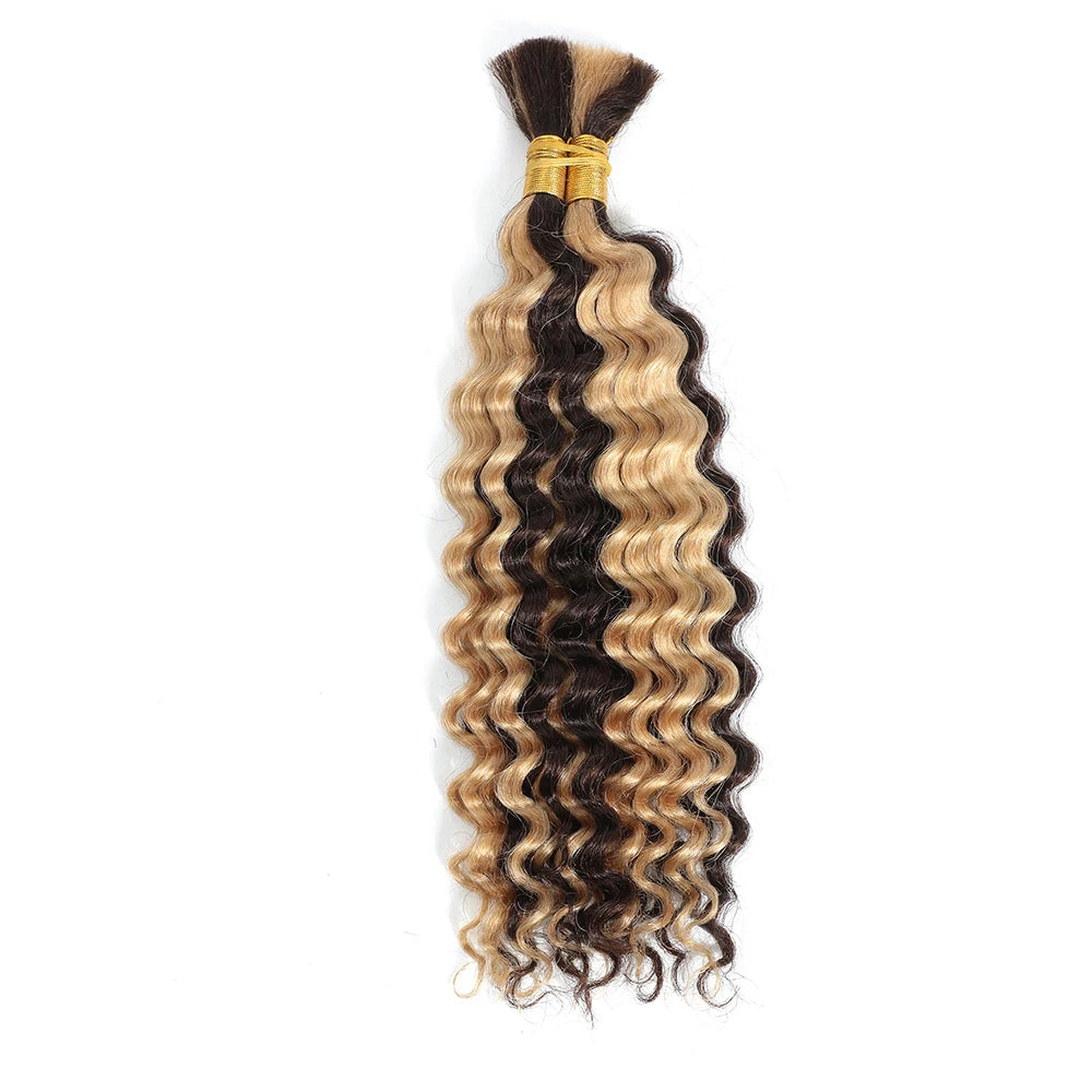Deep Wave Unprocessed Human Hair for Braiding With No Weft (Boho Braiding) Various Colors & Lengths Available