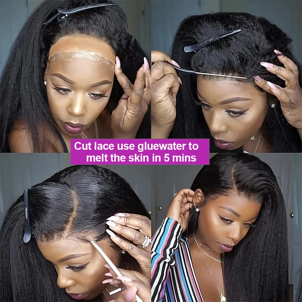 Kinky Yaki Straight - Pre Plucked HD Lace Front Human Hair Wig