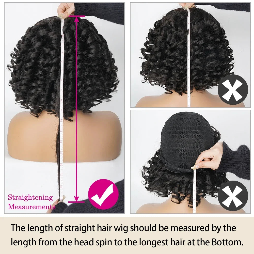 Afro Rose Curly Human Hair Wig with Bangs