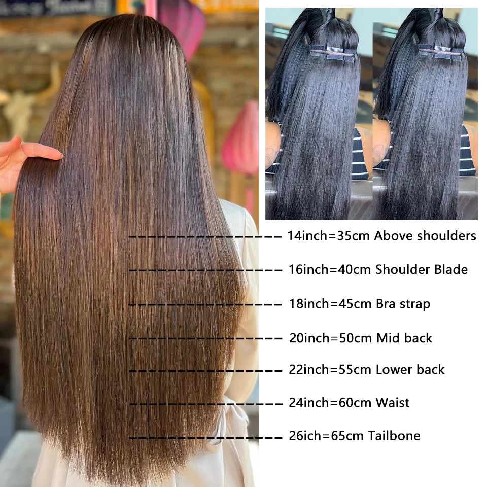 Straight Remy Human Hair Skin Weft Adhesive Tape-Ins