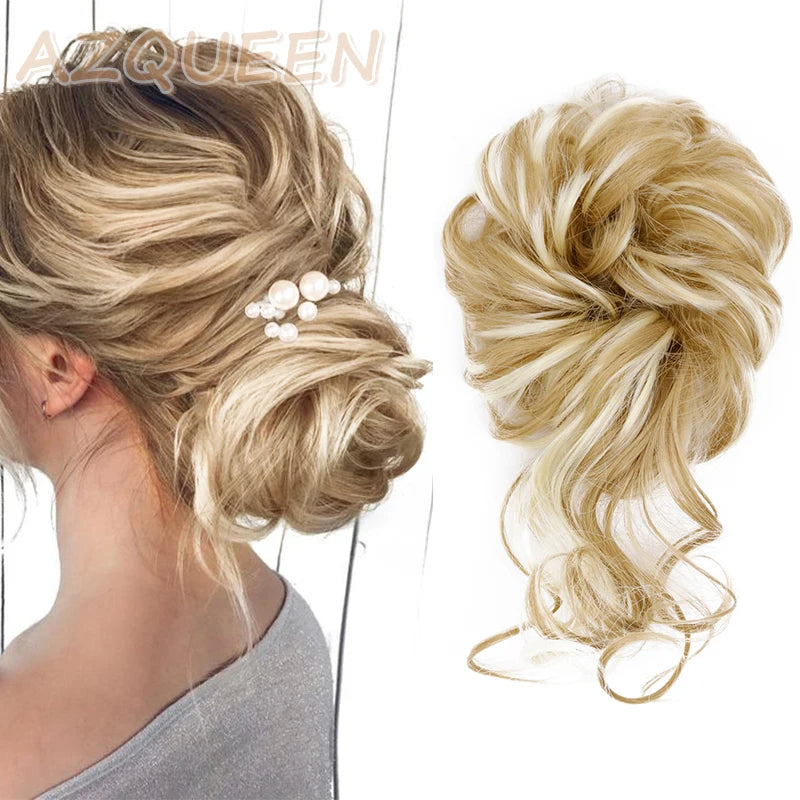 Synthetic Culrly Messy Ponytail Updo Bun with Elastic Band/Scrunchy