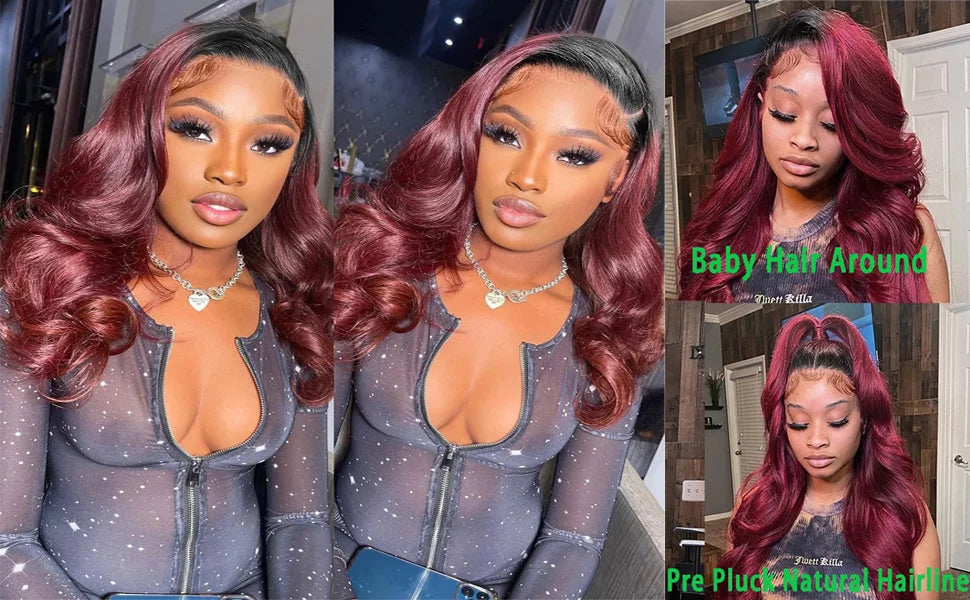 1B99J Body Wave Bundles With Closure Brazilian Human Hair