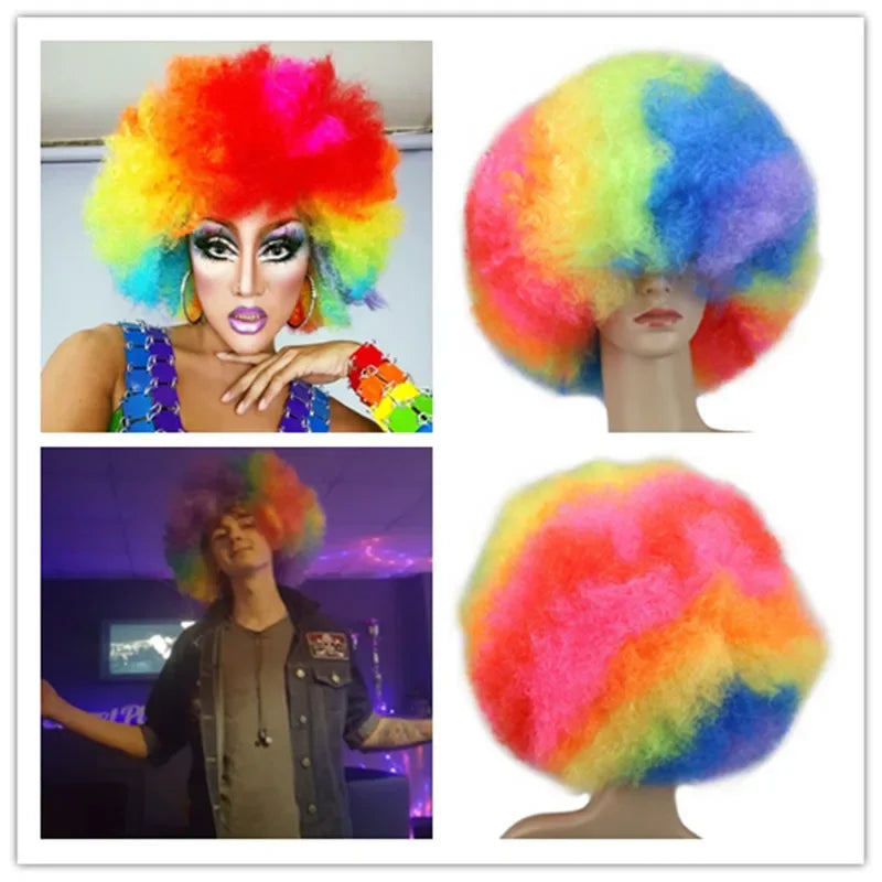 Synthetic 200g Super Big Short Curly Party Afro Wigs - Various Colors Available