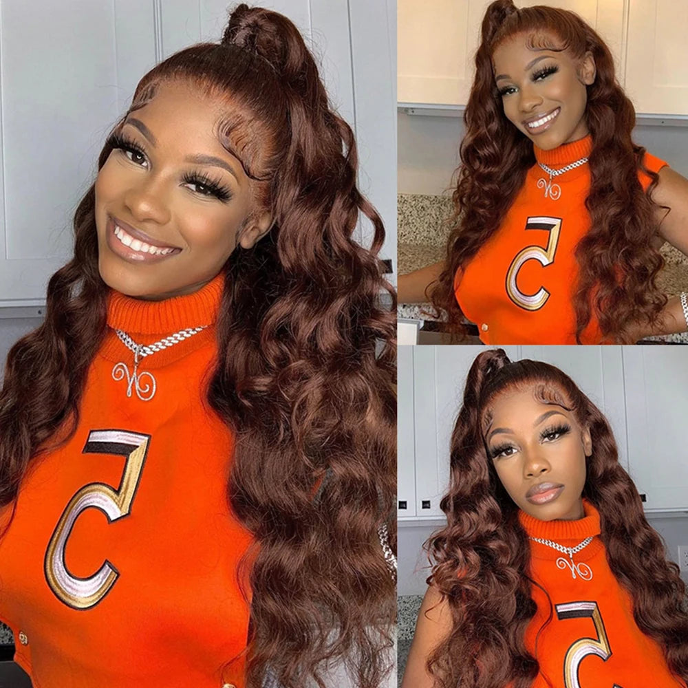 Brazilian Chocolate Brown Body Wave - Gluless HD Preplucked Lace Frontal Human Hair Wig