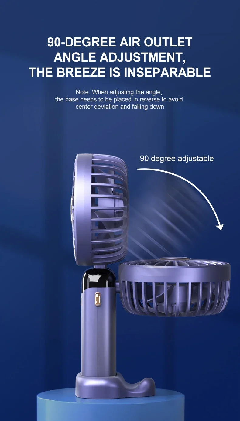 Handheld Mini Fan Foldable Portable Neck Hanging Fans 5 Speed USB Rechargeable Fan with Phone Stand and Display Screen 1800mAh