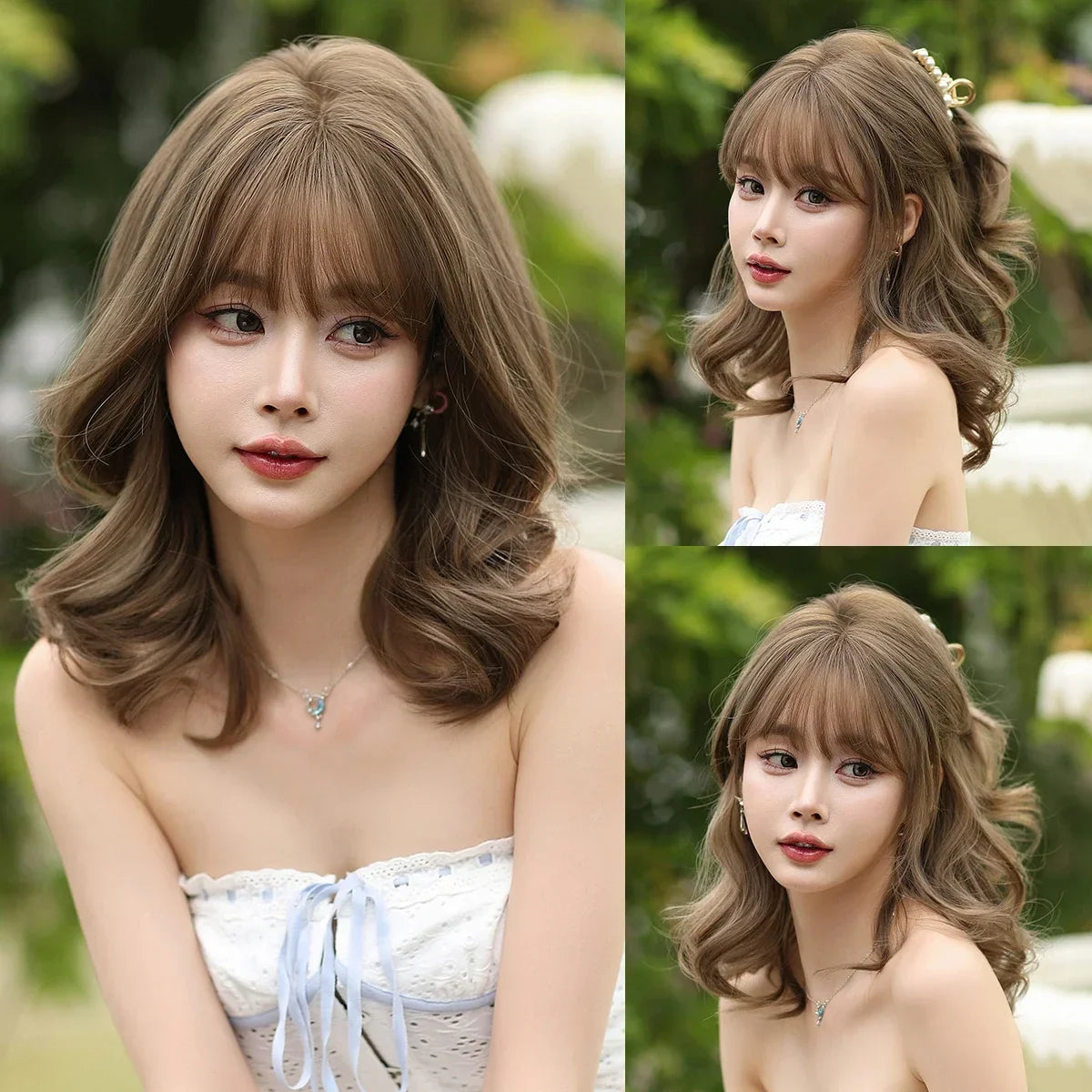 High Density Short Wavy Bob Synthetic Middle Part Wigs - Various Colors Available