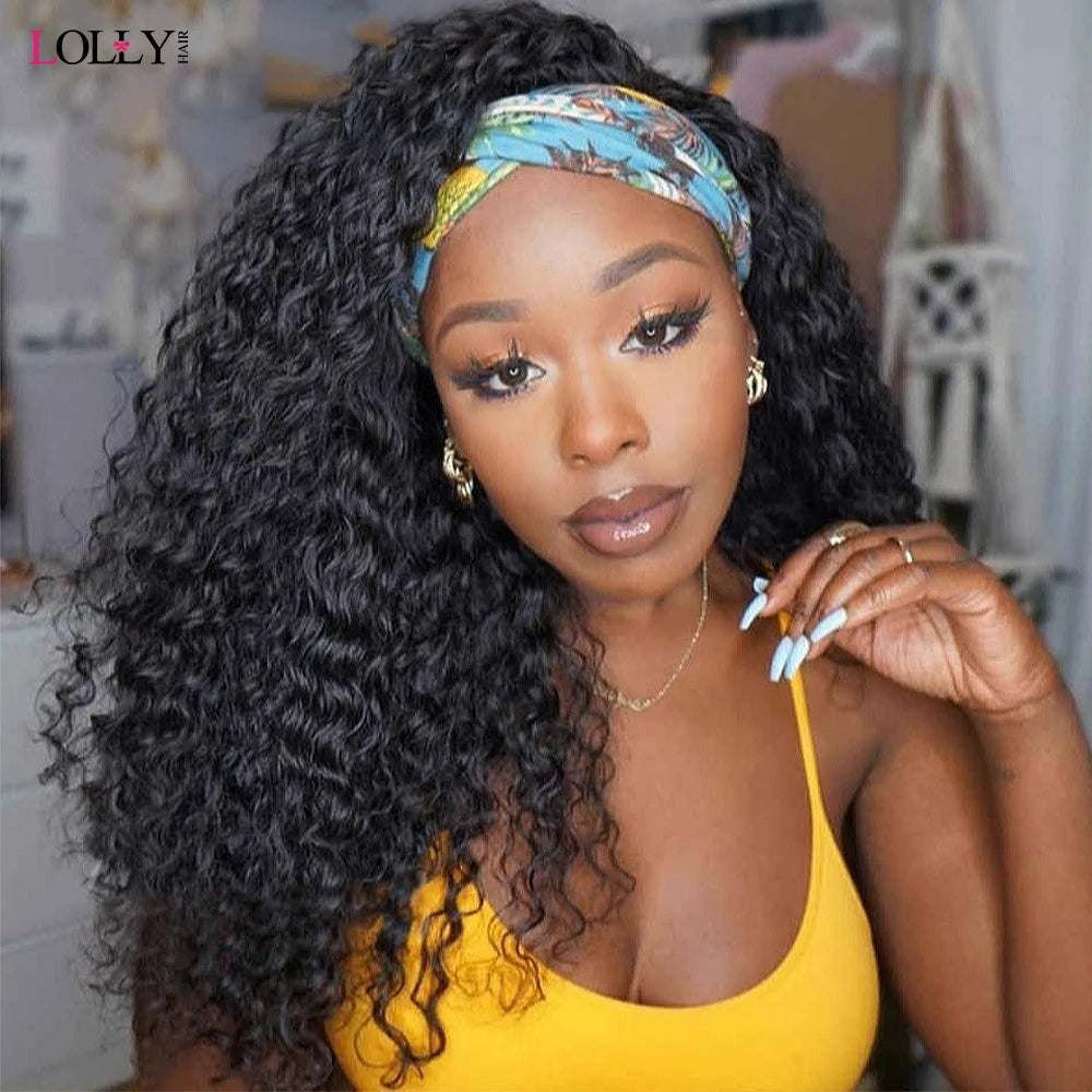 Kinky Curly Human Hair Headband Wig