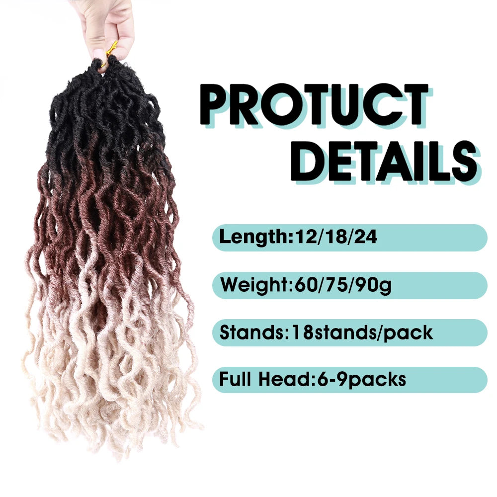 Curly Faux Locs Synthetic Crochet Pre-Stretched Hair - Various Colors Available