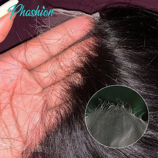 Natural Black 100% Human Hair Straight HD Lace Closure or Pre Plucked Swiss Lace Full Frontal