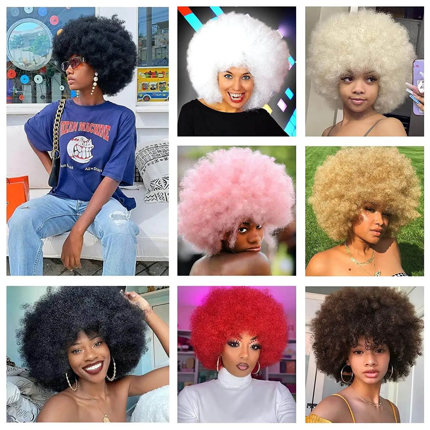 Synthetic Afro Kinky Curly Wigs - Various Colors Available