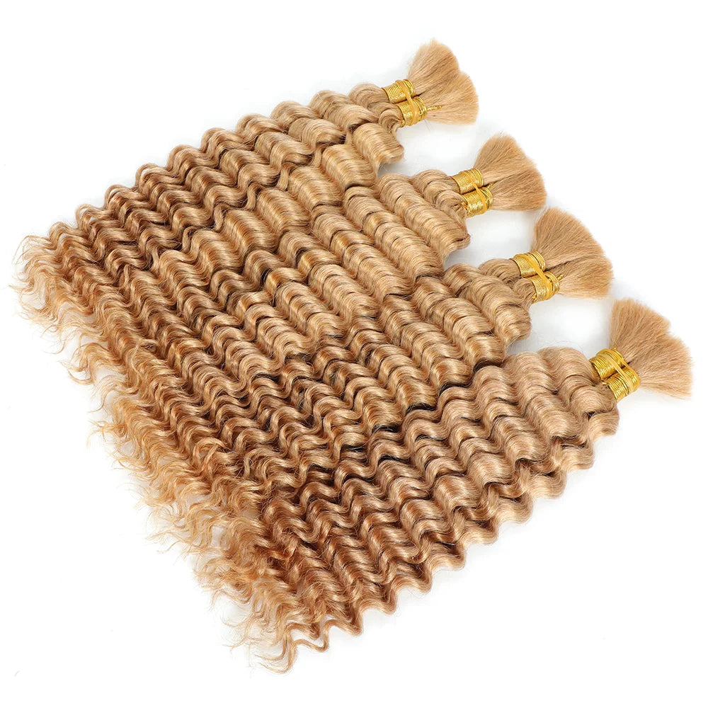 Deep Wave Unprocessed Human Hair for Braiding With No Weft (Boho Braiding) Various Colors & Lengths Available