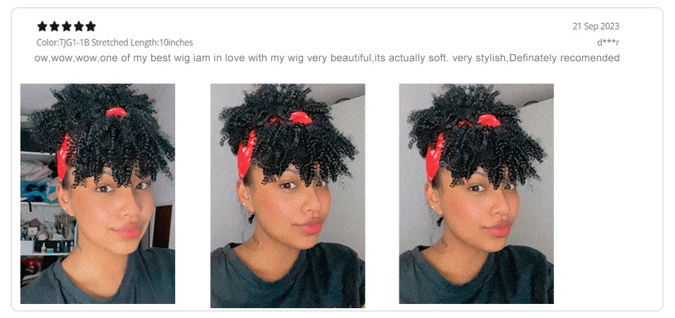 Synthetic Short Kinky Curly Headband Wigs - Various Colors Available