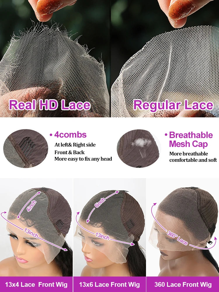 Kinky Yaki Straight - Pre Plucked HD Lace Front Human Hair Wig
