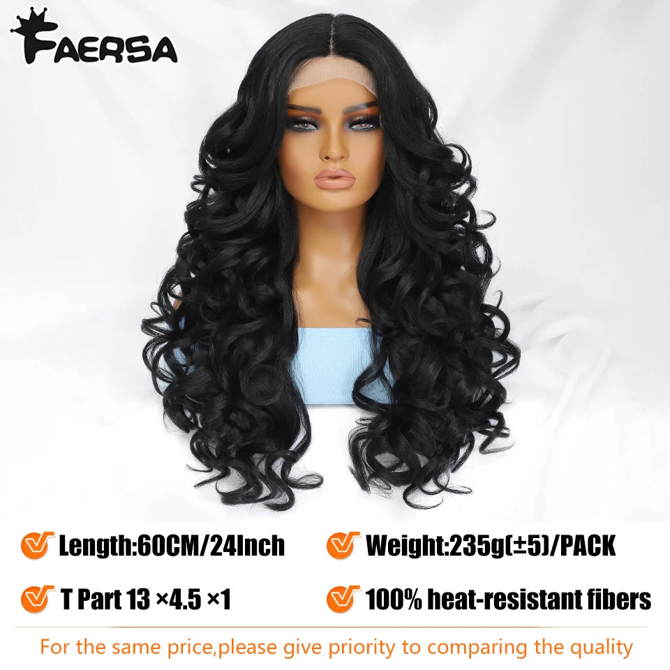 Black Brown Curly Synthetic Lace Front Wigs - Various Colors Available