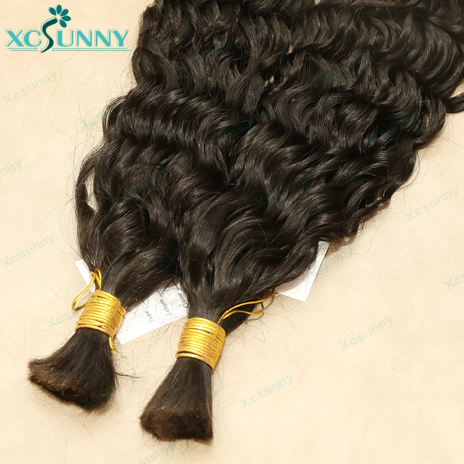 Water Wave Human Hair Braiding Bundles No Weft